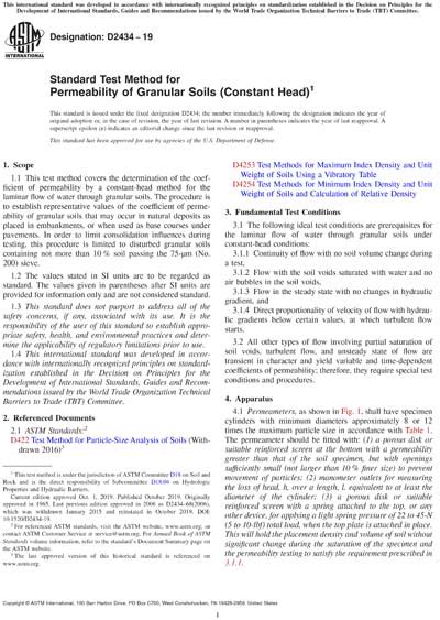 standard test method for permeability of granular soils|common permeability values for soils.